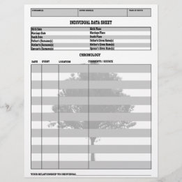 Papier Enregistrement généalogique individuel