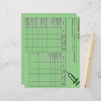 Papier Enregistrements d'immunisation des créatures les p