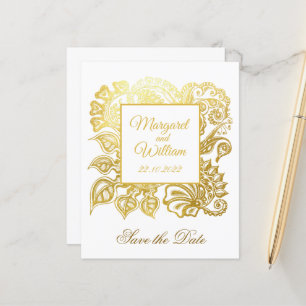 Papier Enregistrer la date avec des fleurs de parties sci