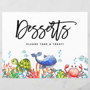 Papier Enseigne de desserts à l'aquarelle sous la mer