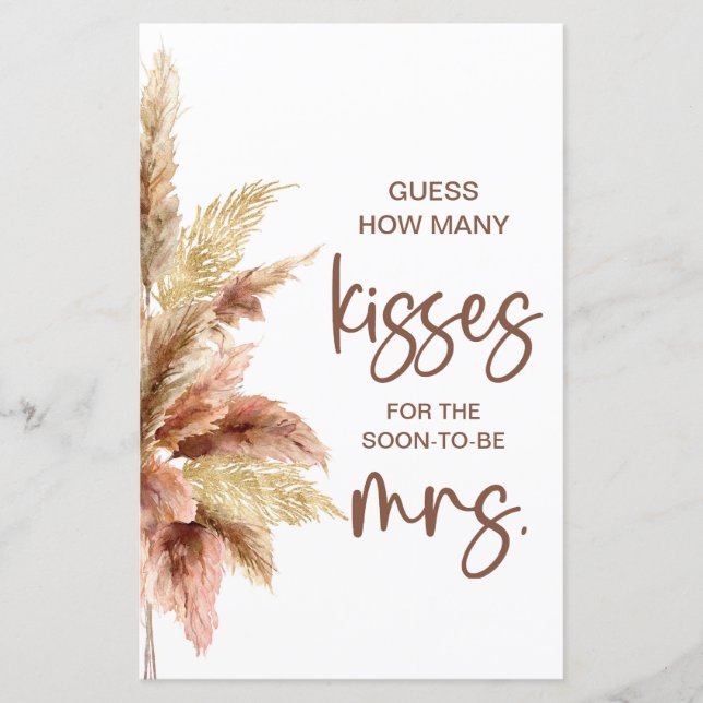 Papier Enseigne de jeu Élégant Combien de baisers (Devant)