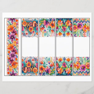 Papier Ensemble de 5 signets de frontière florale Boho