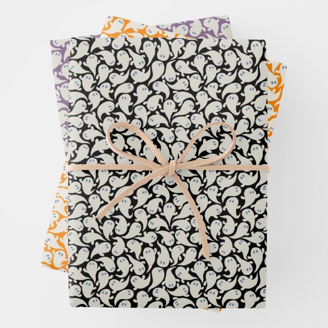 Papier enveloppant pour Halloween avec motif de fa (En situation)