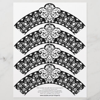 Papier Enveloppe Cupcake Damask blanc sur noir