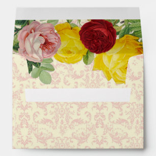 Papier Enveloppe Floral Damassé Roses Élégant Vint