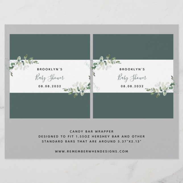 Papier Enveloppeur Baby shower Eucalyptus (Devant)