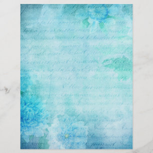 Papier Ephémère du scrapbook Floral Bleu