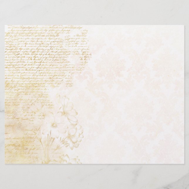 Papier Ephémère du scrapbook Gold Text & Damask (Devant)