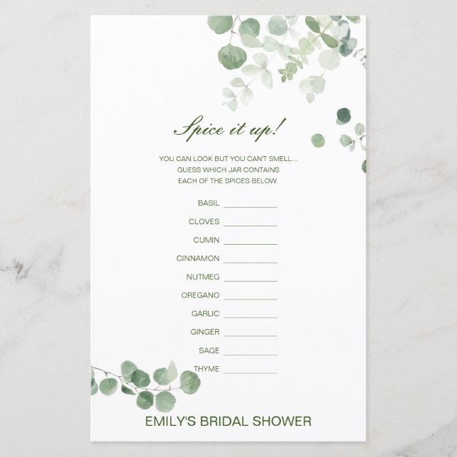 Papier Épice modifiable est haut, Nom de la Fête des mari (Devant)