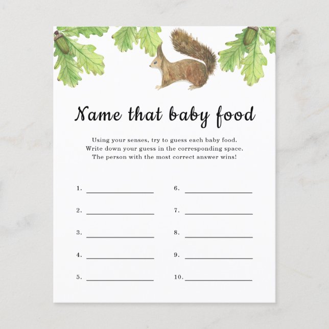 Papier Equirrel - Nom de bébé Alimentation jeu de douche (Devant)