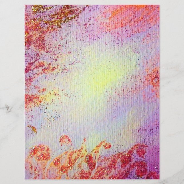 Papier ESPACES D'OR ABSTRAITS, mou jaune rose rose violet (Devant)