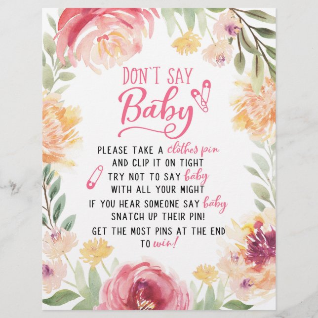 Papier Essayez de ne pas dire bébé / Ne pas dire bébé jeu (Devant)