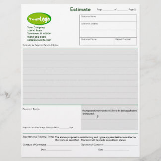Papier Estimation / Devis / Formulaires de proposition d'
