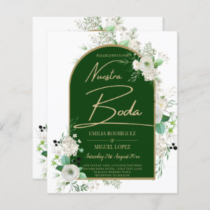 Papier Été Blanc Roses Emerald Green Arch Mariage