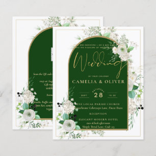 Papier Été Blanc Roses Emerald Green Arch Mariage