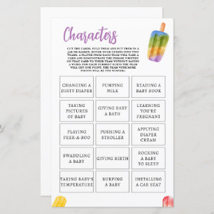 Papier Été Popsicle Baby shower Jeu caractères