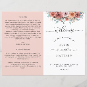 Papier Ethereal Blush Peach, Floral Wedding Program