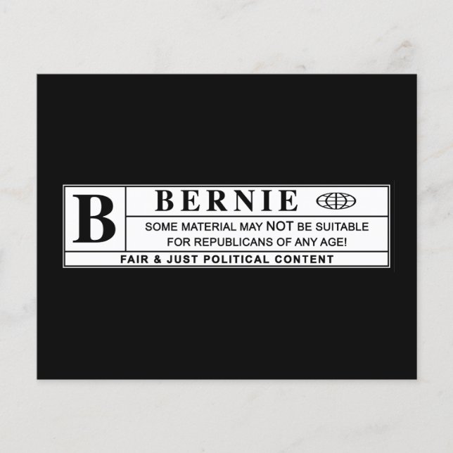 Papier Étiquette d'avertissement Bernie Sanders (Devant)