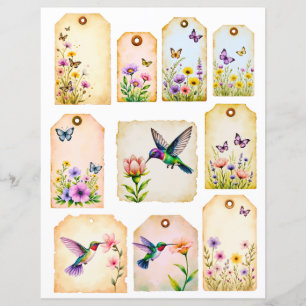 Papier Étiquettes de colibri Éphémère botanique de carnet