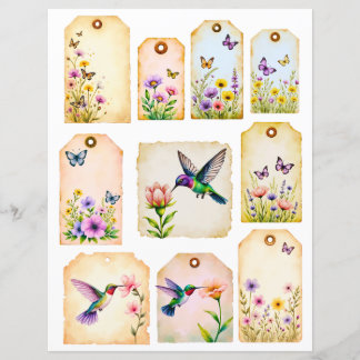 Papier Étiquettes de colibri Éphémère botanique de carnet
