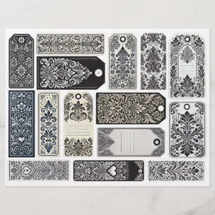 Papier Étiquettes de journal de junk Damask Design vintag