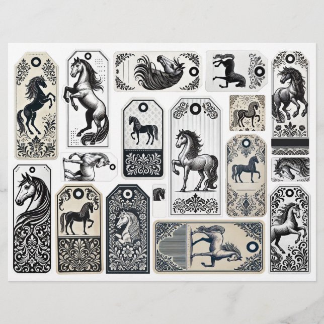 Papier Étiquettes de journal de junk Design Cheval et Dam (Devant)