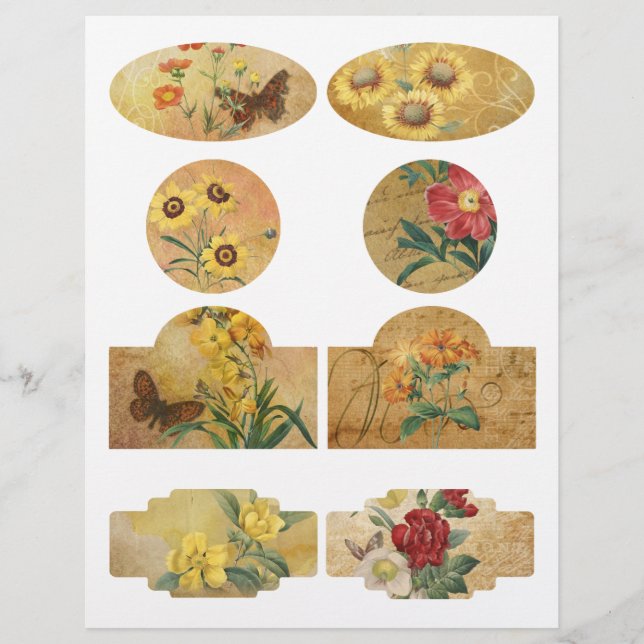 Papier Étiquettes de l'élégance du album floral (Devant)