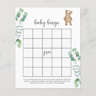Papier Eucalyptus Baby shower de bingo