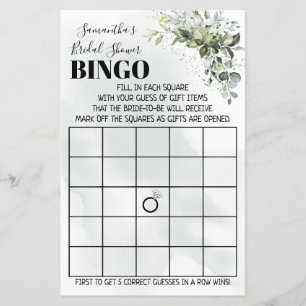 Papier Eucalyptus Bingo douche nuptiale jeu bilingue