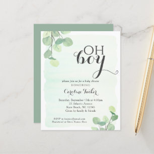 Papier Eucalyptus Budget OH GARÇON Douche Invitation