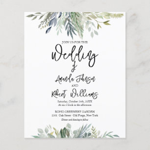 Papier Eucalyptus Faire-part de mariage Budget Vert