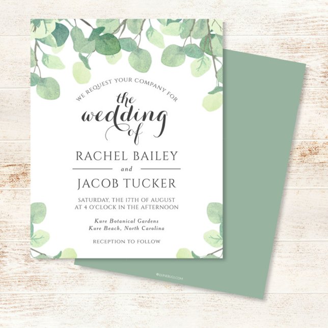 Papier Eucalyptus Faire-part de mariage Budget Vert (Créateur téléchargé)