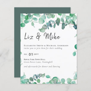 Papier Eucalyptus Faire-part de mariage Budget Vert Feuil