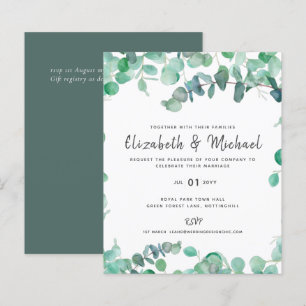 Papier Eucalyptus Faire-part de mariage Budget Vert Feuil