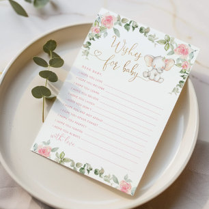 Papier Eucalyptus fleurs rose éléphant souhaits pour bébé
