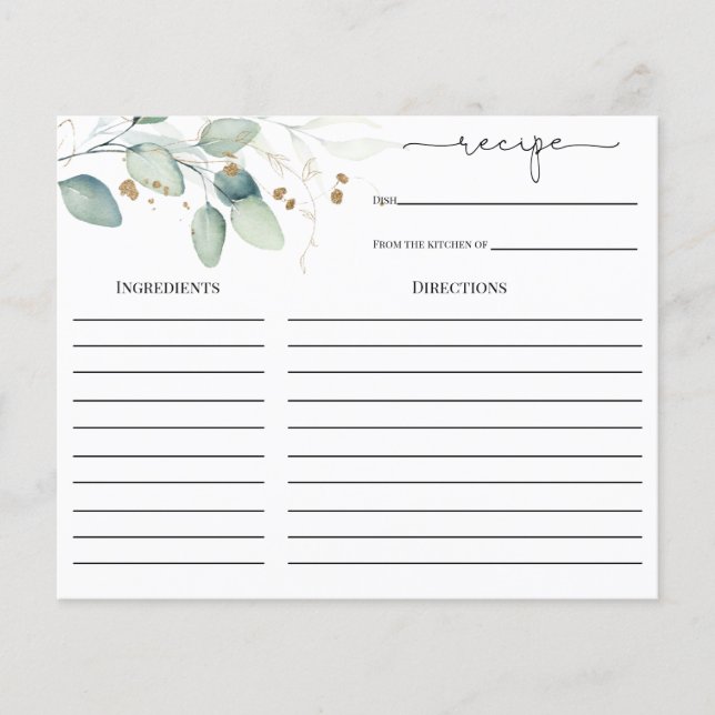 Papier Eucalyptus Gold Fête des mariées Recette (Devant)