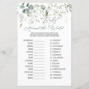 Papier Eucalyptus Green Baby autour du monde jeu