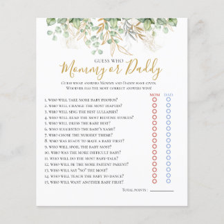 Papier Eucalyptus Green Baby shower Jeu