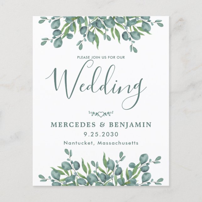 Papier Eucalyptus Greenery Budget QR Code Mariage Invitat (Devant)