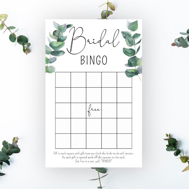 Papier Eucalyptus - jeu de bingo de douche nuptiale (Créateur téléchargé)