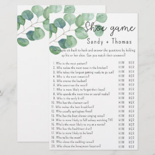 Papier Eucalyptus - Jeu de chaussures jeu de baby shower