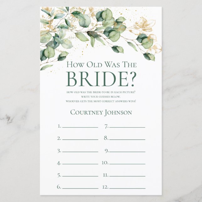 Papier Eucalyptus L'Âge De La Mariée (Devant)