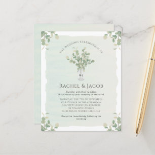 Papier Eucalyptus Mason Jar Monogramme Faire-part de mari