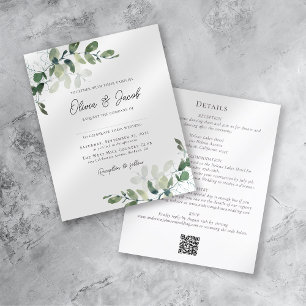 Papier Eucalyptus moderne tout en un Faire-part de mariag