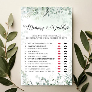 Papier Eucalyptus Mommy ou papa Baby shower Jeu