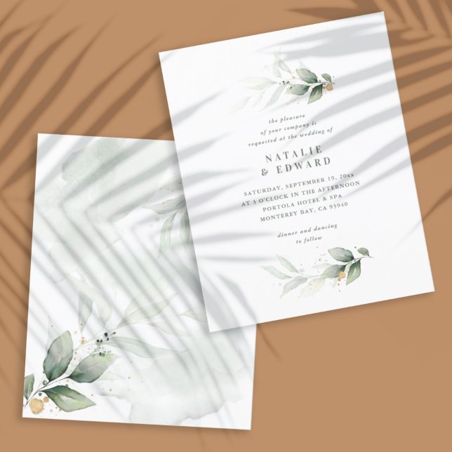 Papier Eucalyptus or budget moderne mariage élégant (Créateur téléchargé)