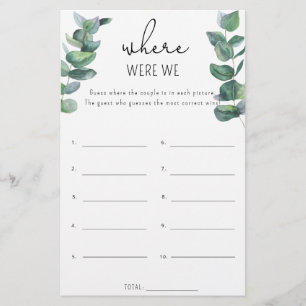 Papier Eucalyptus - Où étions-nous jeu de baby-shower de