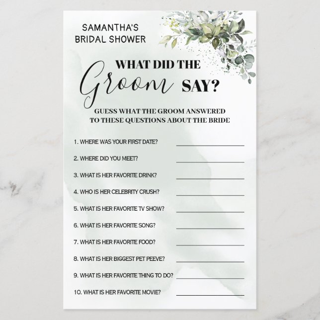 Papier Eucalyptus Qu'a dit Groom au jeu bilingue (Devant)