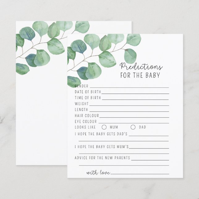 Papier Eucalyptus vert - jeu de prédictions et de conseil (Devant / Derrière)