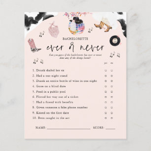 Papier Ever ou Jamais Jeu de Bachelorette Disco Cowgirl